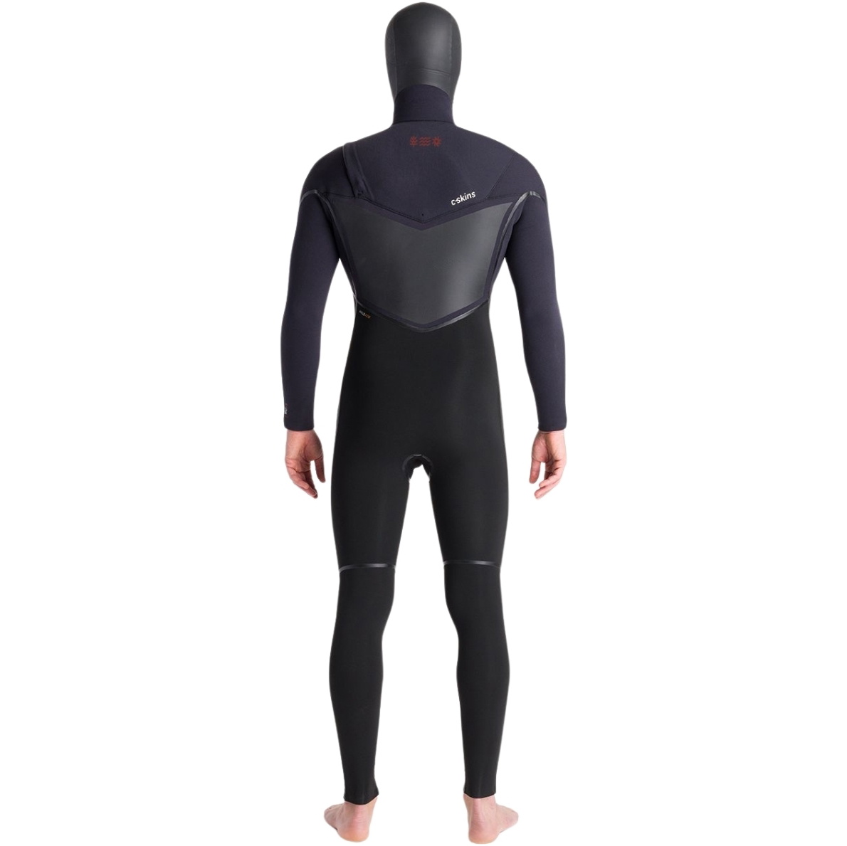 2025 C-Skins Mens NuWave Wired+ 6/5mm Chest Zip Fato De Mergulho Com Capuz C-NWI65MH - Black / Black X / Rust